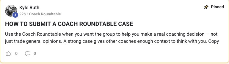 A pinned discussion on the Collective community board